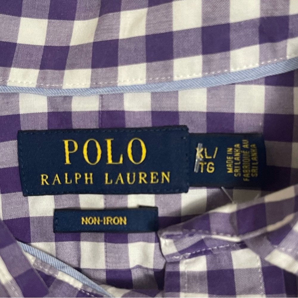 Polo Ralph Lauren Button Down Long Sleeve Shirt XL Purple Gingham Checkered - Picture 3 of 10